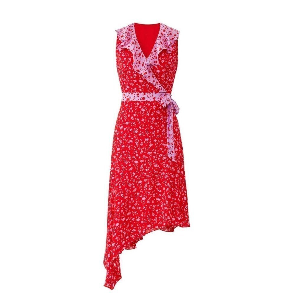 Parker Red Pink Jennifer Combo Midi Dress $358 - Picture 5 of 9